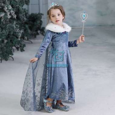 BAJU KOSTUM ANAK PRINCESS ELSA ANNA FROZEN WINTER EDITION - 120 ELSA