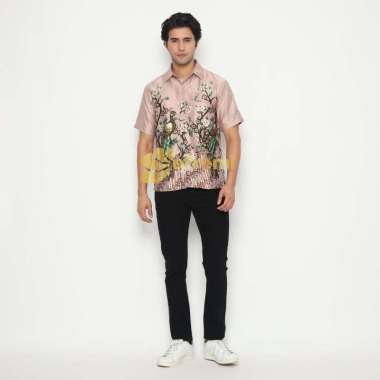 EF113 KEMEJA BATIK PRIA SATIN SILK PREMIUM LAPIS FURING CHEONGSAM IMLEK KANTOR FORMAL 113_BCY_PINK J