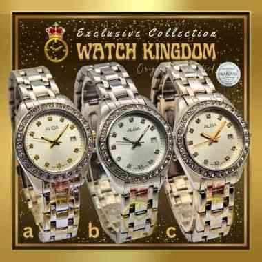 Jam Tangan Wanita Alba Asli Original Permata Swarovski Kalender Date Tanggal Anti Air Water Resistan