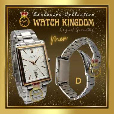 Jam Tangan Pria Alba Model Kotak Persegi Panjang Tanggal Original Analog Quartz Stainless Slim Simpe