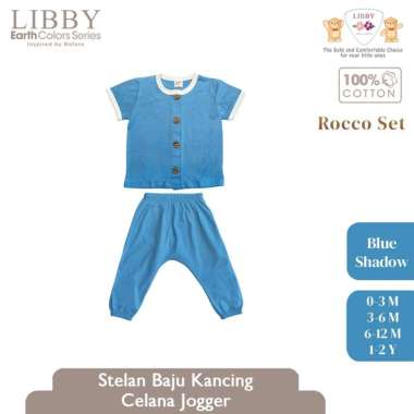 Libby Rocco Set Celana Jogger Stelan Anak Bayi 0-6 bulan Blue Shadow
