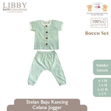 Libby Rocco Set Celana Jogger Stelan Anak Bayi 0-6 bulan Smoke Green