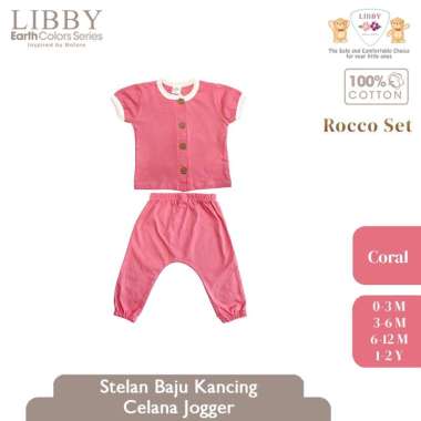 Libby Rocco Set Celana Jogger Stelan Anak Bayi 3-4 tahun Coral