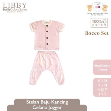 Libby Rocco Set Celana Jogger Stelan Anak Bayi 6-12 bulan Strawberry