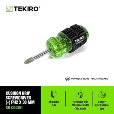 Obeng Cebol Tekiro Original Ph2 x 38mm Kembang Kecil Gagang Karet Ujung Magnet SD-CG0851 Pendek