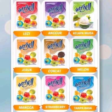 nutrijel nutrijell nutrigel agar-agar jelly powder rasa buah dan coklat cokelat plain