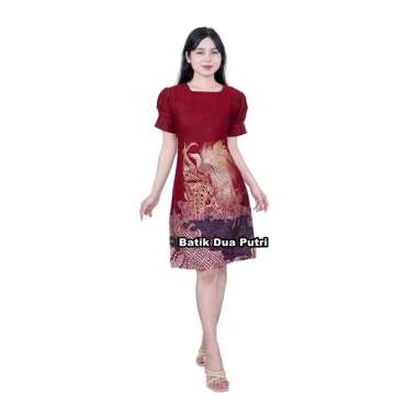 Couple Batik Pria Wanita Warna Merah Maron Motif Burung Sku [ elang ] WANITA 3L