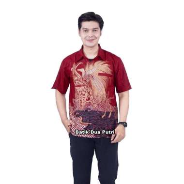 Couple Batik Pria Wanita Warna Merah Maron Motif Burung Sku [ elang ] PRIA 4L