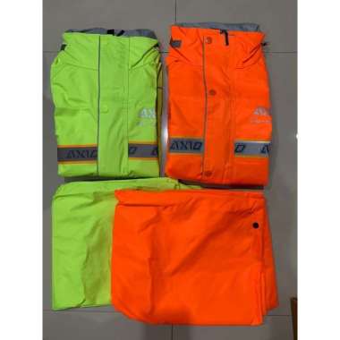 Jas hujan AXIO 882 Hijau dan Oren Stabilo ORIGINAL Orange Green Limited Edition Stelan Jaket M Hijau