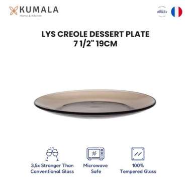 DURALEX LYS PLATE - Piring Makan Kaca - Glass Dinner Dessert Plate Creole 19CM - 6pcs