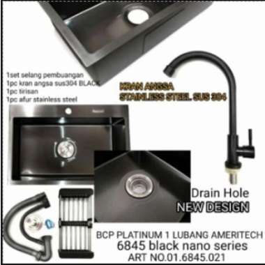 Sink / BCP Single Black Nano Stainless Ameritech- LUAR MEDAN - 68 X 45 60 x45 cm