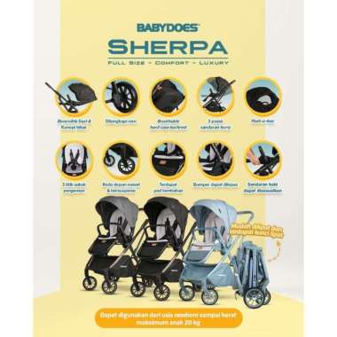 Stroller BabyDoes Sherpa Reversible Handle / Baby Does Kereta Dorong Black
