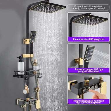 4 Dalam1 Set Shower - Shower Tia Emas hitam-4 in 1