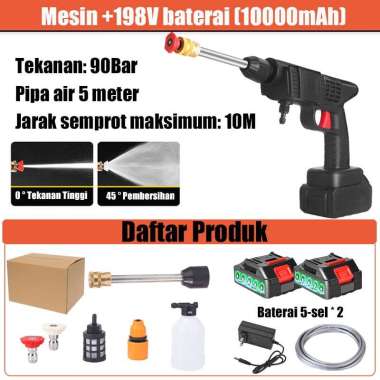 Alat cuci mobil baterai High pre 198V+2 battery
