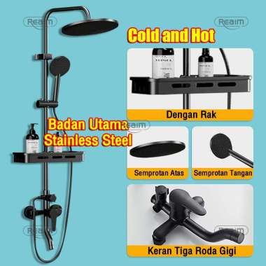 3in1 Shower Kamar Mandi Satu Set Putaran hitam 3 in 1