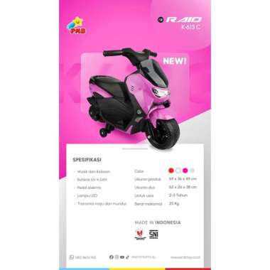 PMB Mainan Motor Aki Anak Scoopy Pink raid 613C