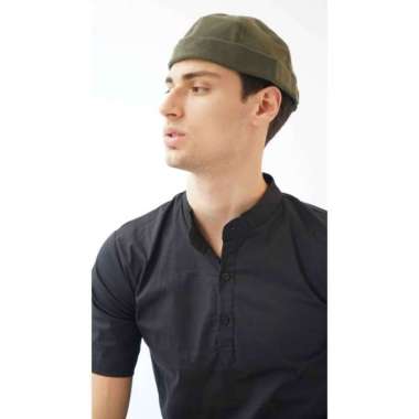 Topi Beanie Polos Miki Hat Kopiah Topi Hijrah Muslim Hijau tua