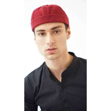 Houseofcuff Topi Beanie Polos Miki Hat Kopiah Hijrah Muslim Marun Marun