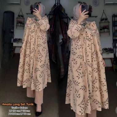 Sabrina Set Long Tunik - One Set Wanita Long Tunik Rayon Premium Setelan Wanita Kekinian Ruffle Leng
