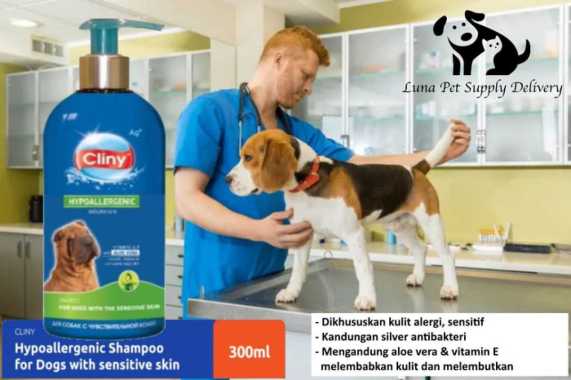Cliny Hypoallergenic Dog Shampoo Sensitive Skin 300ml Alergi Kulit