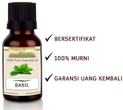 Happy Green Minyak Atsiri Kemangi (5 ml) - 100% Basil Essential Oil