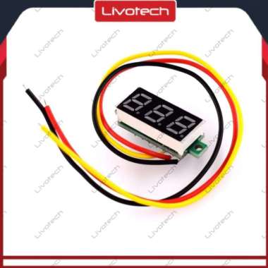 Voltmeter Mini DC 0-100V Digital Volt Meter Panel 3 Wire 0.28" Tanpa Frame MERAH