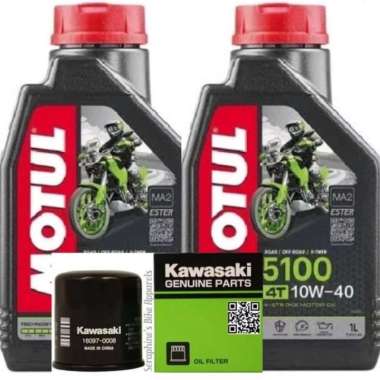 PAKET MOTUL 5100 10W40 2x1L + FILTER OLI NINJA 250FI Z250FI ER6 VERSYS