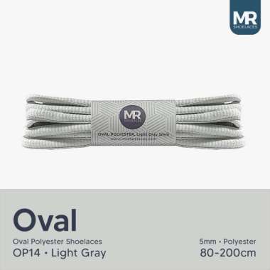 MR Shoelaces OP14 Light Grey Abu Muda Tali Sepatu Oval 5mm 70cm-200cm 100cm + Mika Plastik