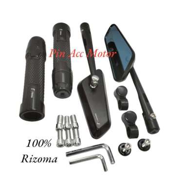 PAKET VARIASI SPION TOMOK CIRCUIT 744 BLACK RIZOMA + HANGRIP RIZOMA - SEAESAW Hitam