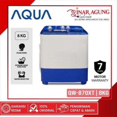 AQUA MESIN CUCI QW-870XT | QW870 (2 TABUNG | 8KG) GARANSI RESMI -