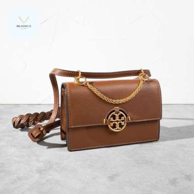 TORY BURCH Mini miller shoulder bag Black LightUmber - 100% Authentic Light Umber