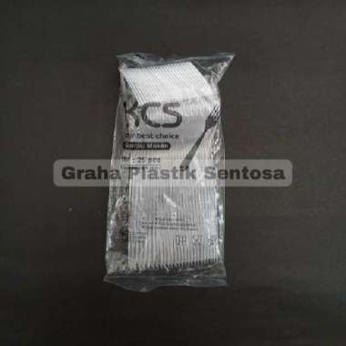 Sendok Garpu Bening Putih Makan Plastik Catering Merk KCS Isi 25pcs Garpu Bening