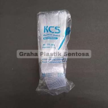 Sendok Garpu Bening Putih Makan Plastik Catering Merk KCS Isi 25pcs Sendok Bening