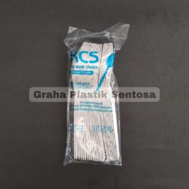 Sendok Garpu Bening Putih Makan Plastik Catering Merk KCS Isi 25pcs Sendok Putih