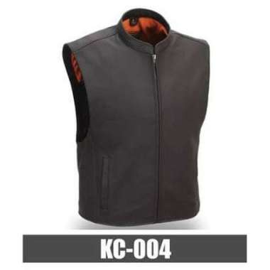 VERISH Rompi Kulit Sintetis,Rompi kulit pria ,rompi kulit motor, jaket rompi L