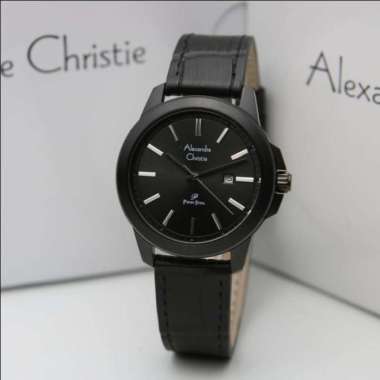 ALEXANDRE CHRISTIE AC 1017 AC1017 WANITA FULL BLACK LEATHER ORIGINAL