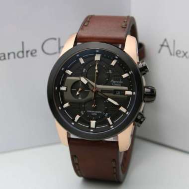 ALEXANDRE CHRISTIE AC 6562 PRIA ROSEGOLD BLACK LEATHER BROWN ORIGINAL