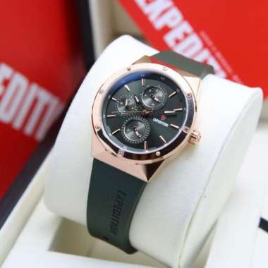 JAM TANGAN WANITA EXPEDITION 6818 / E 6818 / E6818 RUBBER ORIGINAL ROSEGOLD GREEN