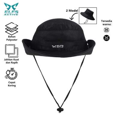 VERISH Topi Rimba Koboi Jala Polos Jungle Hat Hiking Outdoor Hitam