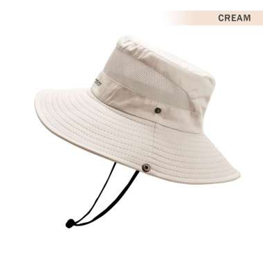 VERISH Topi Rimba Koboi Jala Polos Jungle Hat Hiking Outdoor Krem
