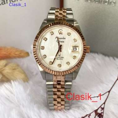 Original 100%!! Jam Alexandre Christie Pria AC 5013 AC50013 Silver Rose White Garansi Resmi 1 tahun