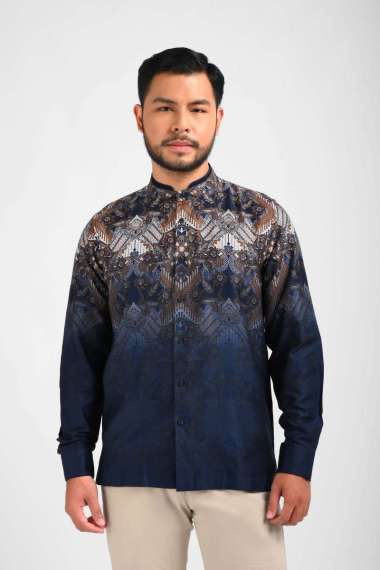 MANZONE Kemeja Batik Shanghai Lengan Panjang Pria ARDIYANTA - NAVY NAVY S