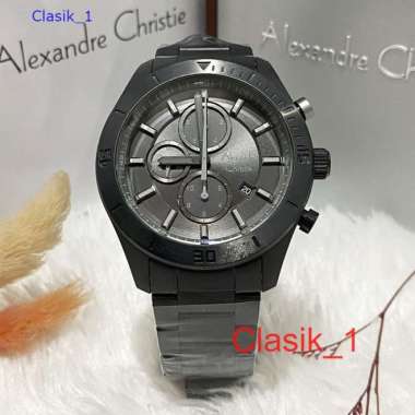 Original 100%!! Jam Alexandre Christie Pria AC 6603 AC6603 Full Black Garansi Resmi 1 Tahun
