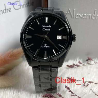 Original 100%!! Jam Alexandre Christie Pria AC 8682 AC8682 Full Black Garansi Resmi 1 Tahun