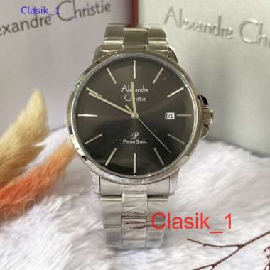 Original 100%!! Jam Alexandre Christie Pria AC 1032 AC1032 Silver Black Garansi Resmi 1 Tahun