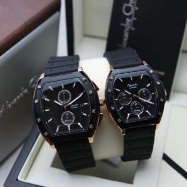 JAM SEPASANG ALEXANDRE CHRISTIE AC 6628 BLACK ROSEGOLD ORIGINAL