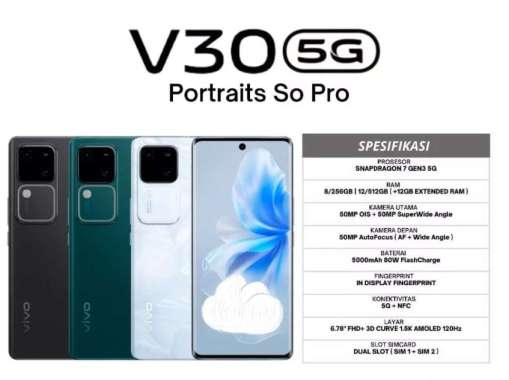 VIVO V30 RAM 8/256 GB GARANSI RESMI ORIGINAL BISA KREDIVO / PAYLATTER hijau