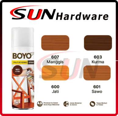 Pilox Boyo Politur Spray 400 cc kayu Jati Manggis Sawo Kurma Cat Semprot Pilok Plitur 600
