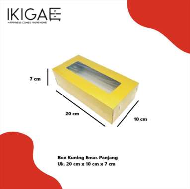 BOX / KOTAK KUE KUNING EMAS / GOLD TEBAL PREMIUM UK. 10 X 20 x 7.5 CM - Gold