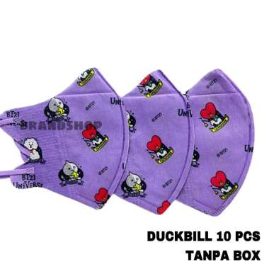 Mouson Duckbill Anak BT21 Masker 4ply isi 50 pcs Tata 10 pcs